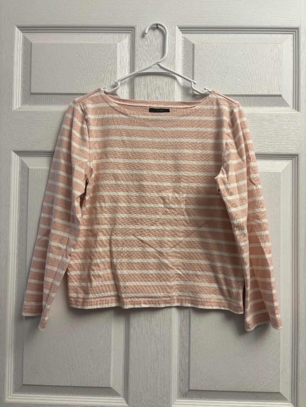 Women's J. Crew Pink & White Striped Classic Fit Knit Top